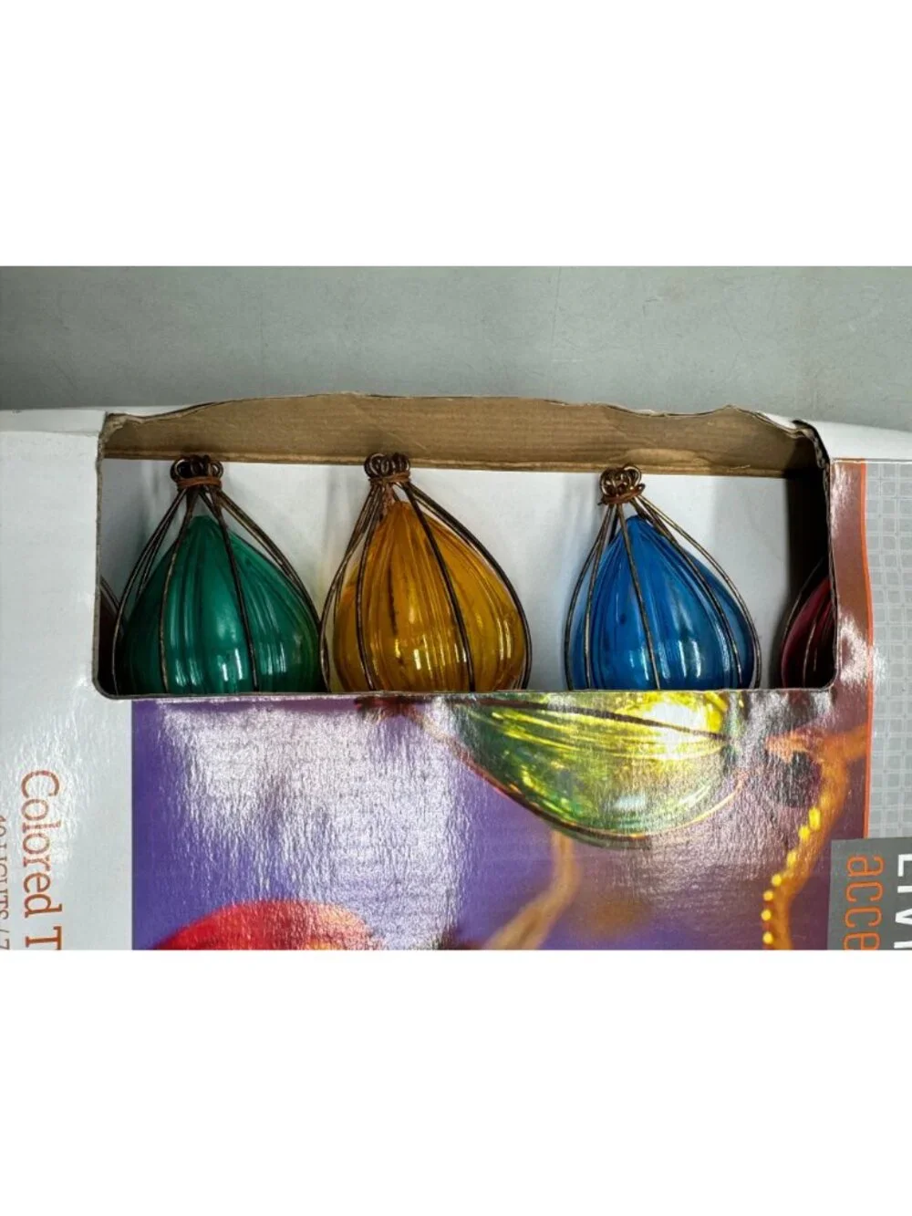 Colored Teardrop Lights By Living Accents 10 Lights 7.5 Ft Lighted Length READ